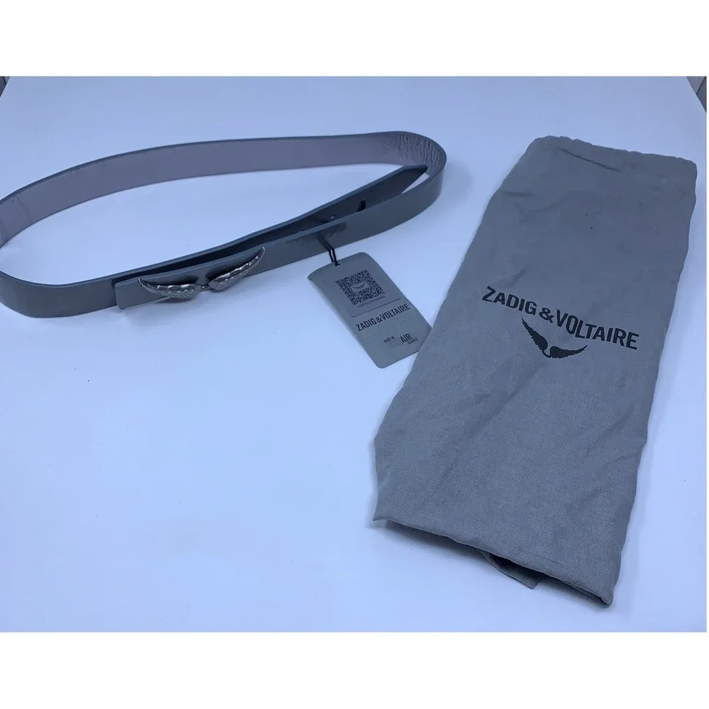 Zadig & Voltaire Womens Size 2 Black Silver Rock Reversible Wing Buckle Belt NWT